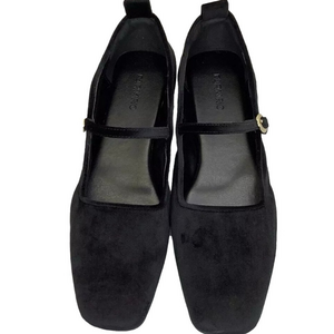 NEW FARM RIO Mary Jane Flats Adjustable Strap Buckle Square Toe Black Size 9